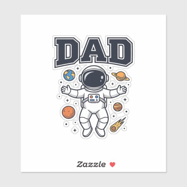 Pegatina Diseño de camiseta vectorial de astronauta padre_1 (Hoja)