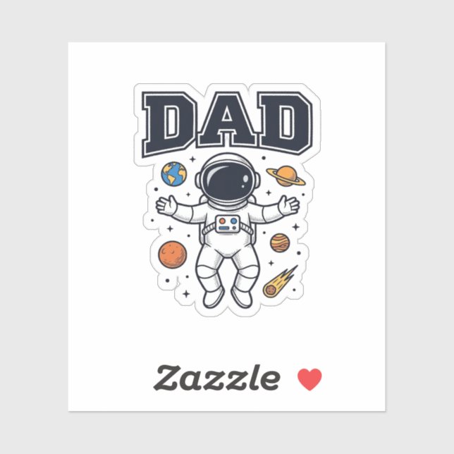 Pegatina Diseño de camiseta vectorial de astronauta padre_1 (Hoja)