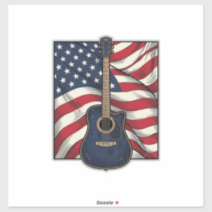Pegatina Diseño de camiseta vectorial de bandera patriótica