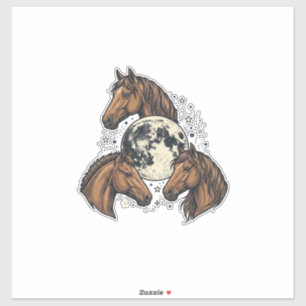 Pegatina Diseño de camiseta vectorial de caballo luna graba