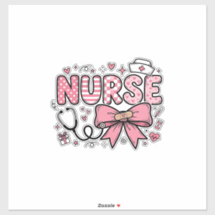 Pegatina Diseño de camiseta vectorial de enfermera linda co