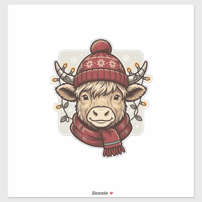 Pegatina Diseño de camiseta vectorial de vaca de las Highla (Hoja)