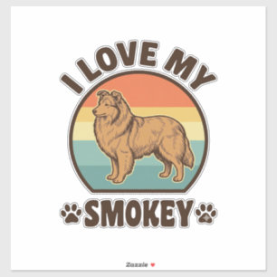 Pegatina Diseño de camiseta vintage atardecer Smokey Shelti