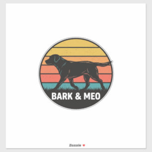 Pegatina Diseño de camiseta Vintage Bark And Meo Dog Sunset