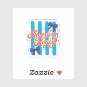 Pegatina Diseño de camiseta vintage con lazo patriótico Ame
