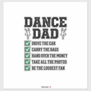 Pegatina Diseño de camiseta Vintage Dance Dad Checklist_1