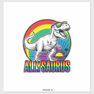 Pegatina Diseño de camiseta vintage de dinosaurio arcoíris