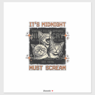 Pegatina Diseño de camiseta vintage de gatos gritando a med