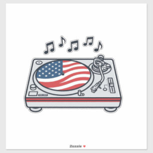 Pegatina Diseño de camiseta vintage de música de DJ patriót