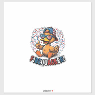 Pegatina Diseño de camiseta vintage de pato patriótico Fire