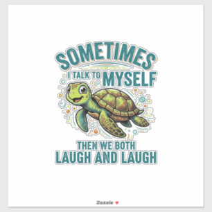Pegatina Diseño de camiseta vintage de tortuga divertida ha