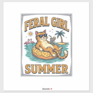 Pegatina Diseño de camiseta vintage flotante de gato de ver
