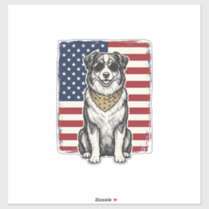 Pegatina Diseño de camiseta vintage patriótica perro bander