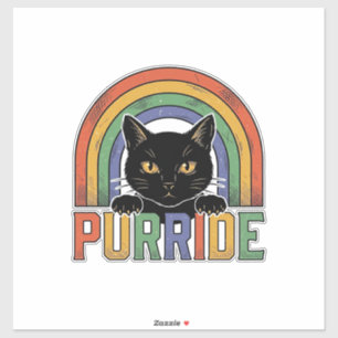 Pegatina Diseño de camiseta vintage Purride gato negro arco