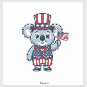 Pegatina Diseño de camiseta vintage vector koala patriota_1