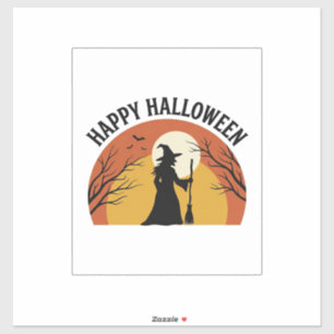 Pegatina Diseño de camiseta Vintage Witch Feliz Halloween_1