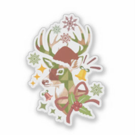 Pegatina Diseño de ciervo colorido de Navidad en vinilo