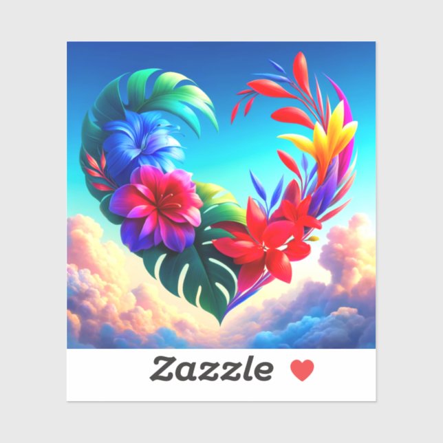 Pegatina Diseño de Corazón de Flores (Hoja)