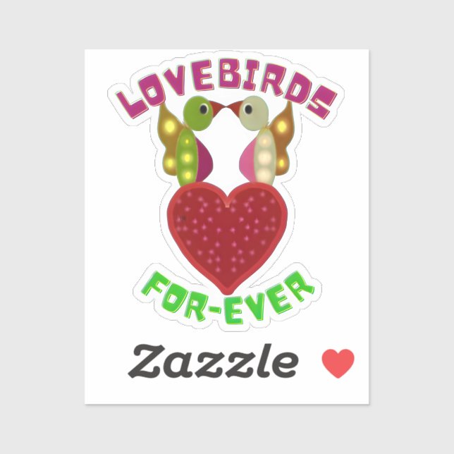 Pegatina Diseño de corazón de Lovebirds radiante (Hoja)