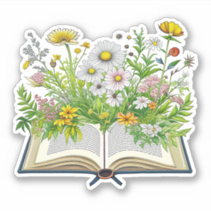 Pegatina Diseño de Cottagecore de época con flores silvestr