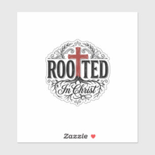 Pegatina Diseño de cruz cristiana vintage arraigado en Cris