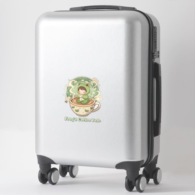 Pegatina Diseño de Cuento de Café de Rana Adorable (Maleta)