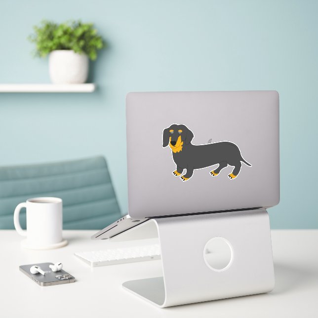 Pegatina Diseño de Dachshund (Ordenado portátil  en el escritorio)