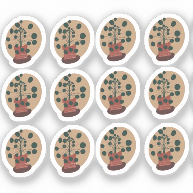 Pegatina Diseño de dibujo de planta de Peperomia (Anverso)