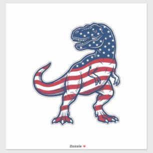 Pegatina Diseño de dinosaurio bandera americana T-Rex patri
