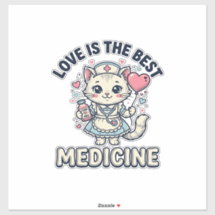 Pegatina Diseño de enfermera adorable gato el amor es la me