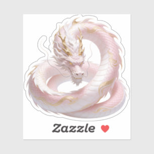 Pegatina Diseño de fantasía de dragón de oro blanco chino c