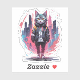 Pegatina Diseño de felino estilizado