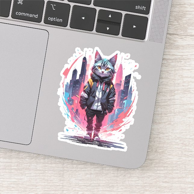 Pegatina Diseño de felino estilizado (Detalle)