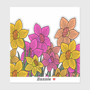Pegatina Diseño de flores de Daffodils coloridas