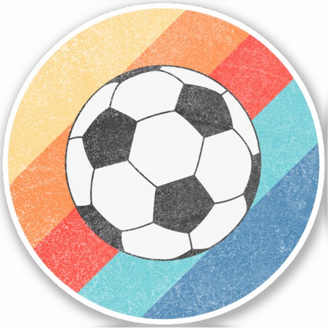 Pegatina Diseño de fútbol sobre fondo retro colorido (Anverso)