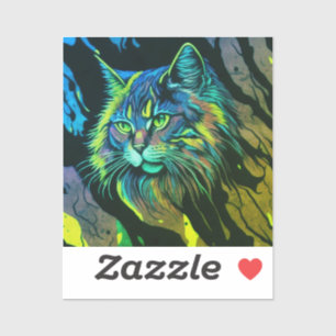 Pegatina Diseño de gato abstracto en vinilo personalizado