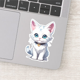 Pegatina Diseño de gato blanco encantador