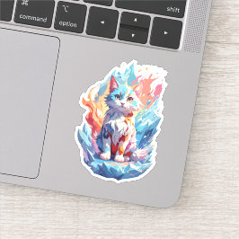 Pegatina Diseño de gato de fantasía de cristal lindo