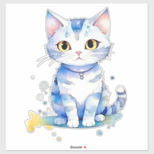 Pegatina Diseño de gatos de acuarela (gatito)