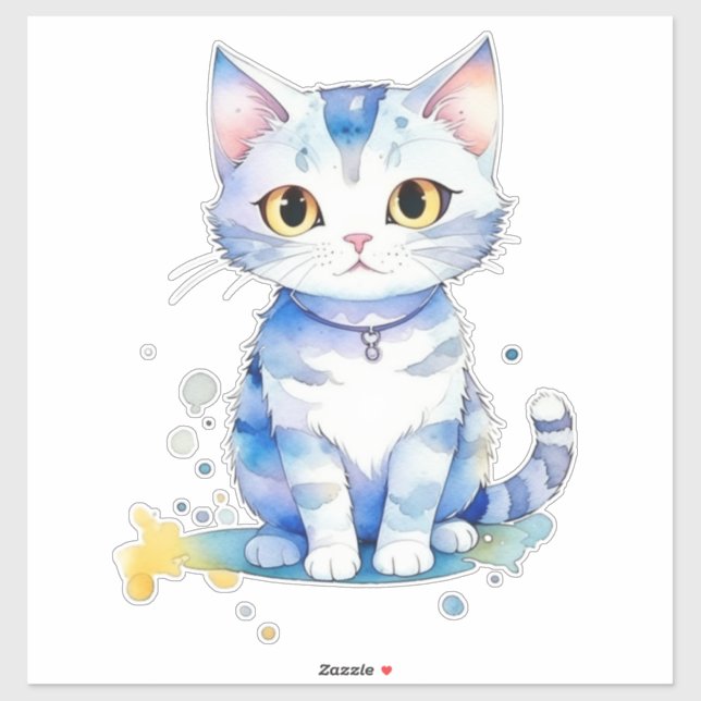 Pegatina Diseño de gatos de acuarela (gatito) (Hoja)