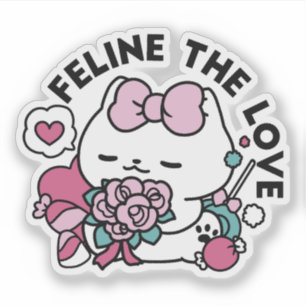 Pegatina Diseño de gatos de San Valentín lindo - Pelear por
