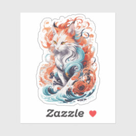 Pegatina Diseño de gatos en estilo neotradicional