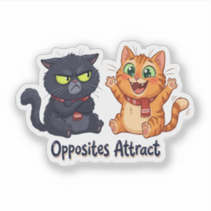 Pegatina Diseño de gatos lindos que atraen opuestos