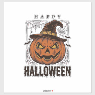 Pegatina Diseño de grabado de calabaza feliz Halloween vint