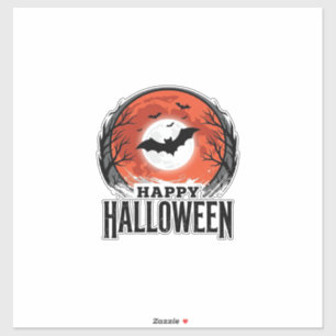 Pegatina Diseño de grabado de murciélago lunar de Halloween