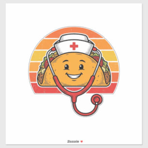 Pegatina Diseño de grabado retro vintage Nurse Taco_1
