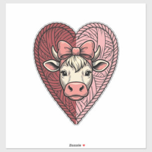 Pegatina Diseño de grabado vintage de hilo de corazón de va