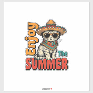 Pegatina Diseño de grabado vintage de sombrero de gato de v