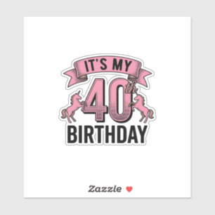 Pegatina Diseño de grabado vintage de unicornio para cumple