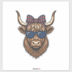 Pegatina Diseño de grabado vintage de vaca de las Highlands